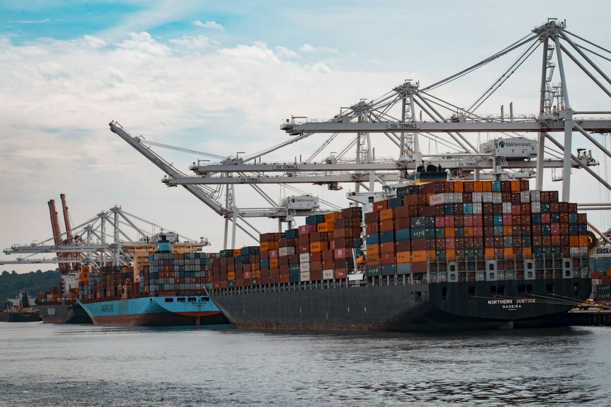 Container ship under way at sea